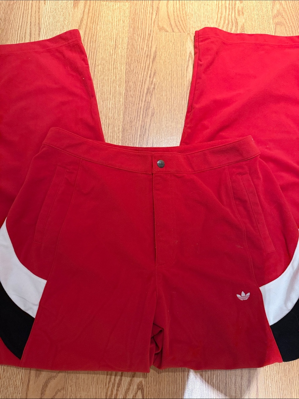adidas Red Track Pants with White & Black Side Panels